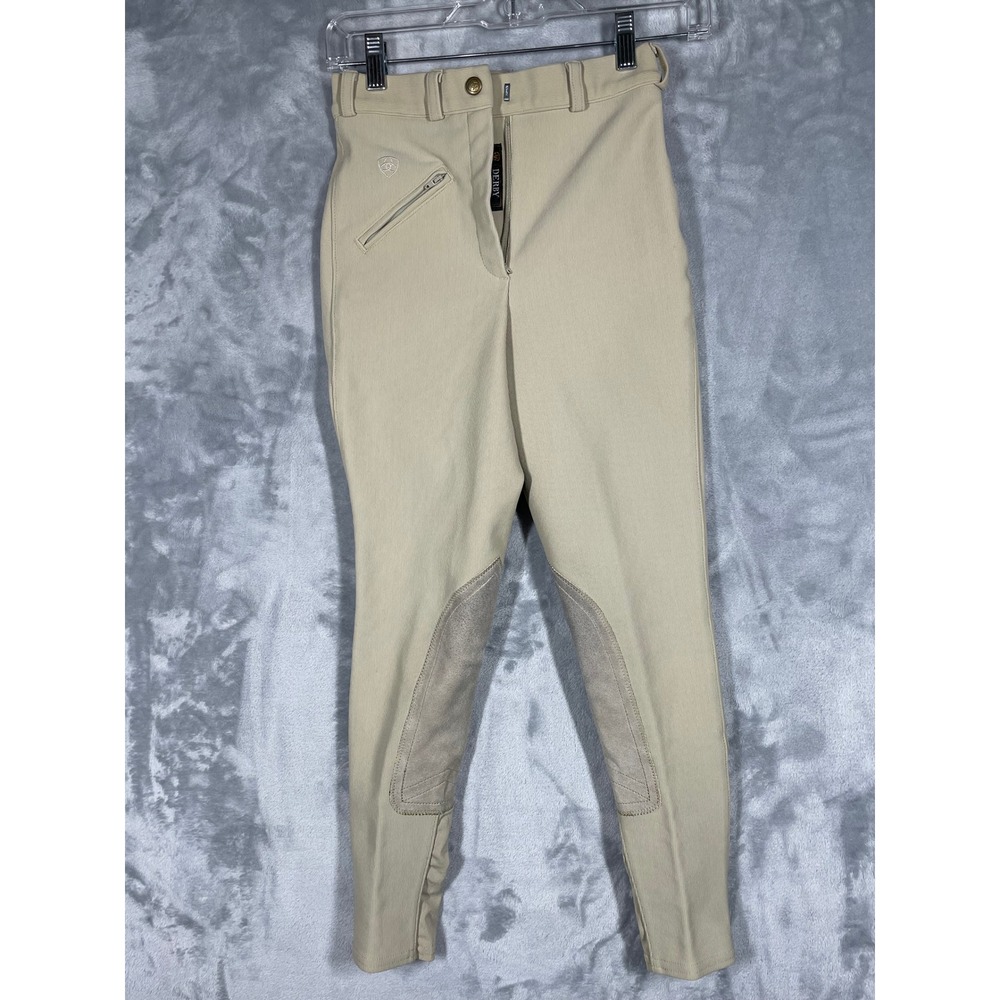 Ariat Derby Riding Breeches Beige Tan Equestrian Pants Knee Patch Womens 24R